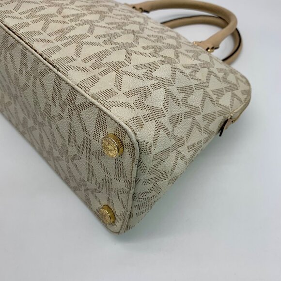Michael Kors Cindy Vanilla Monogram Dome Satchel - Picture 7 of 12